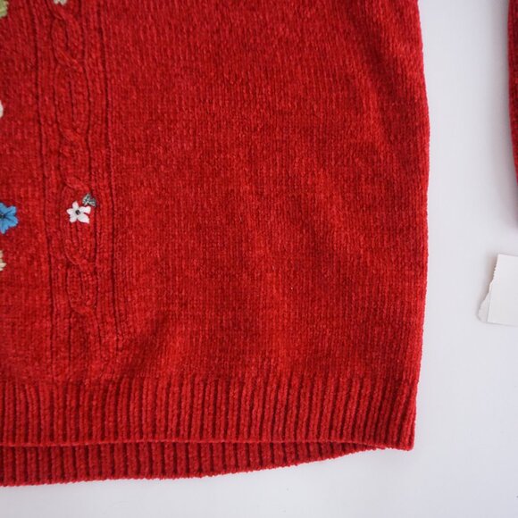 Vintage Alfred Dunner Red Floral Embroidered Chenille Sweater Grandmacore 3X NWT - Picture 4 of 9